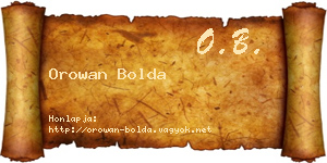 Orowan Bolda névjegykártya